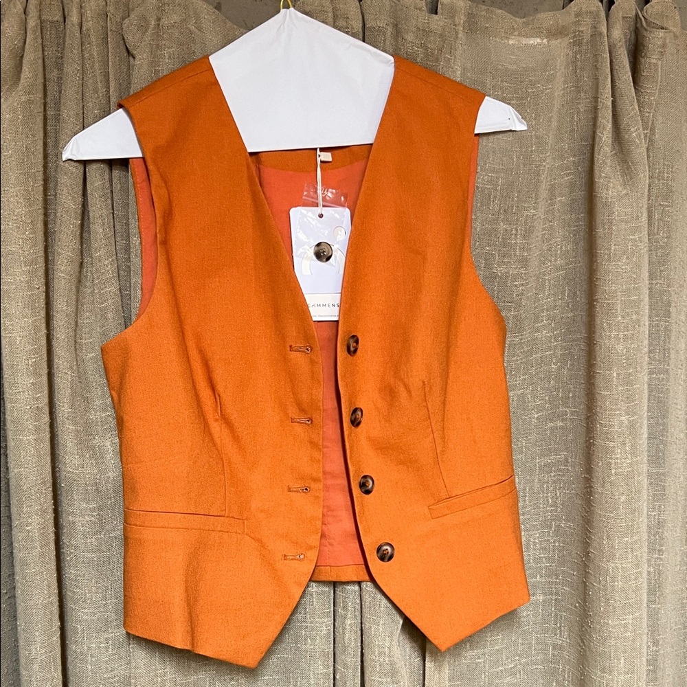 Commense Vibrant Orange Vest with Spare Button